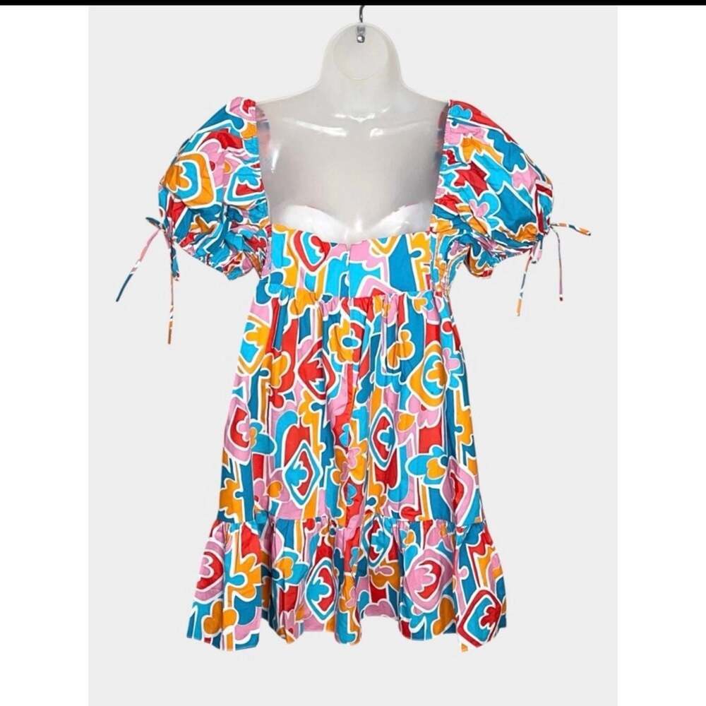 Amanda Uprichard Sicily Dress in Miami Size L Puff Sleeve Mini Dress - Picture 3 of 7